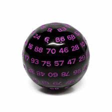 100 Sided Die - Black Opaque with Purple D100